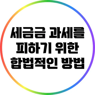 세금금 과세를 피하기 위한 합법적인 방법
