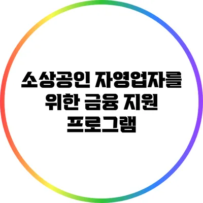 소상공인 자영업자를 위한 금융 지원 프로그램