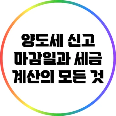 양도세 신고 마감일과 세금 계산의 모든 것