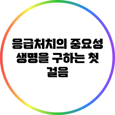 응급처치의 중요성: 생명을 구하는 첫 걸음