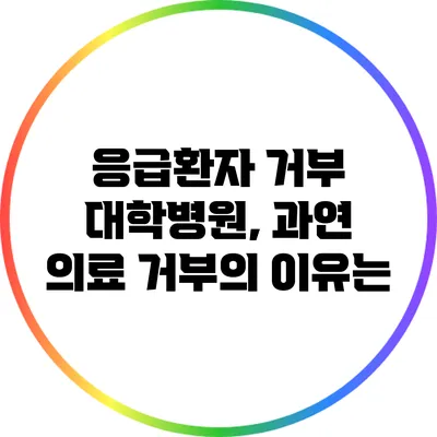 응급환자 거부 대학병원, 과연 의료 거부의 이유는?