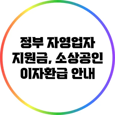 정부 자영업자 지원금, 소상공인 이자환급 안내