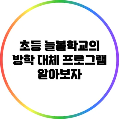 초등 늘봄학교의 방학 대체 프로그램 알아보자