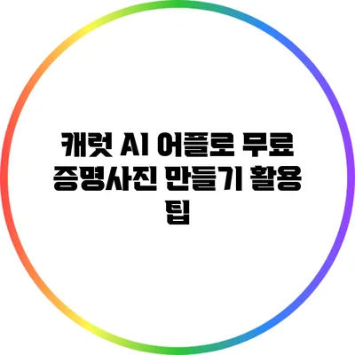 캐럿 AI 어플로 무료 증명사진 만들기 활용 팁