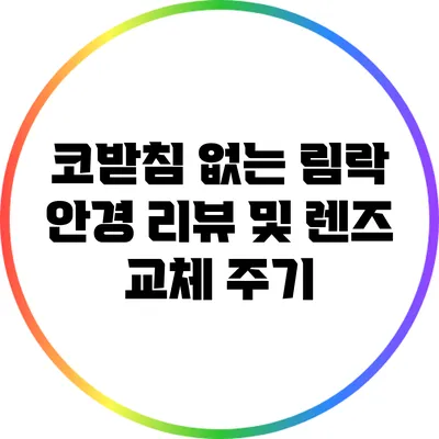 코받침 없는 림락 안경 리뷰 및 렌즈 교체 주기