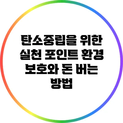 탄소중립을 위한 실천 포인트: 환경 보호와 돈 버는 방법
