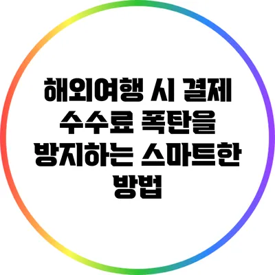 해외여행 시 결제 수수료 폭탄을 방지하는 스마트한 방법
