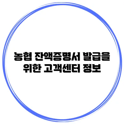 농협 잔액증명서 발급을 위한 고객센터 정보