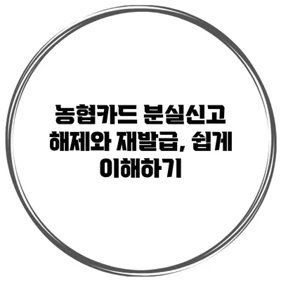 농협카드 분실신고 해제와 재발급, 쉽게 이해하기