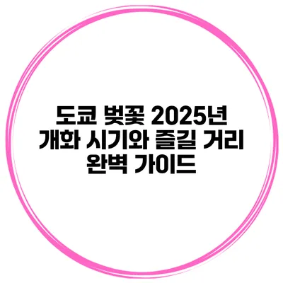 도쿄 벚꽃 2025년 개화 시기와 즐길 거리 완벽 가이드