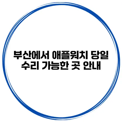 부산에서 애플워치 당일 수리 가능한 곳 안내