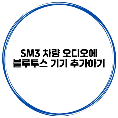 SM3 차량 오디오에 블루투스 기기 추가하기