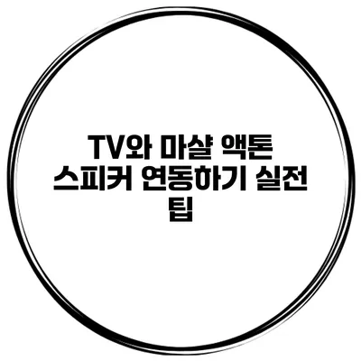 TV와 마샬 액톤 스피커 연동하기 실전 팁