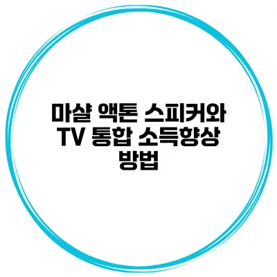 마샬 액톤 스피커와 TV 통합 소득향상 방법