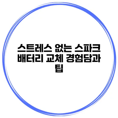 스트레스 없는 스파크 배터리 교체 경험담과 팁