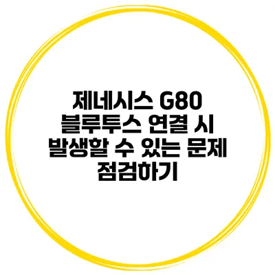 제네시스 G80 블루투스 연결 시 발생할 수 있는 문제 점검하기