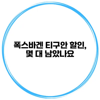 폭스바겐 티구안 할인, 몇 대 남았나요?