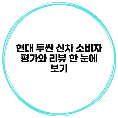 현대 투싼 신차: 소비자 평가와 리뷰 한 눈에 보기